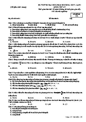 Đề thi thử Đại học Vật lí lần 1 - Mã đề 132 - Năm học 2016-2017